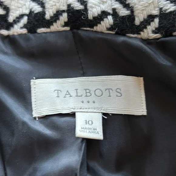Talbots Houndstooth Oversized Collar Zip Front Size 10 Blazer - Picture 8 of 10
